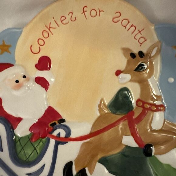 LENOX Rudolph The Red Nosed Reindeer Embossed Cookies For Santa Plate - Picture 4 of 4